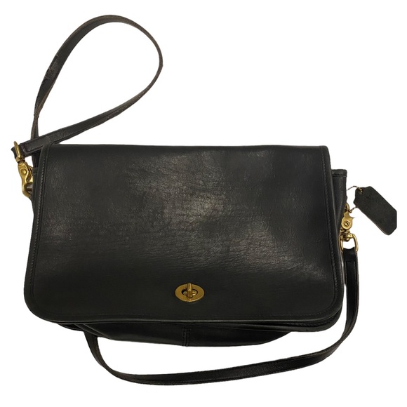 Coach Bags Vintage Black Leather Coach Crossbody Handbag Poshmark